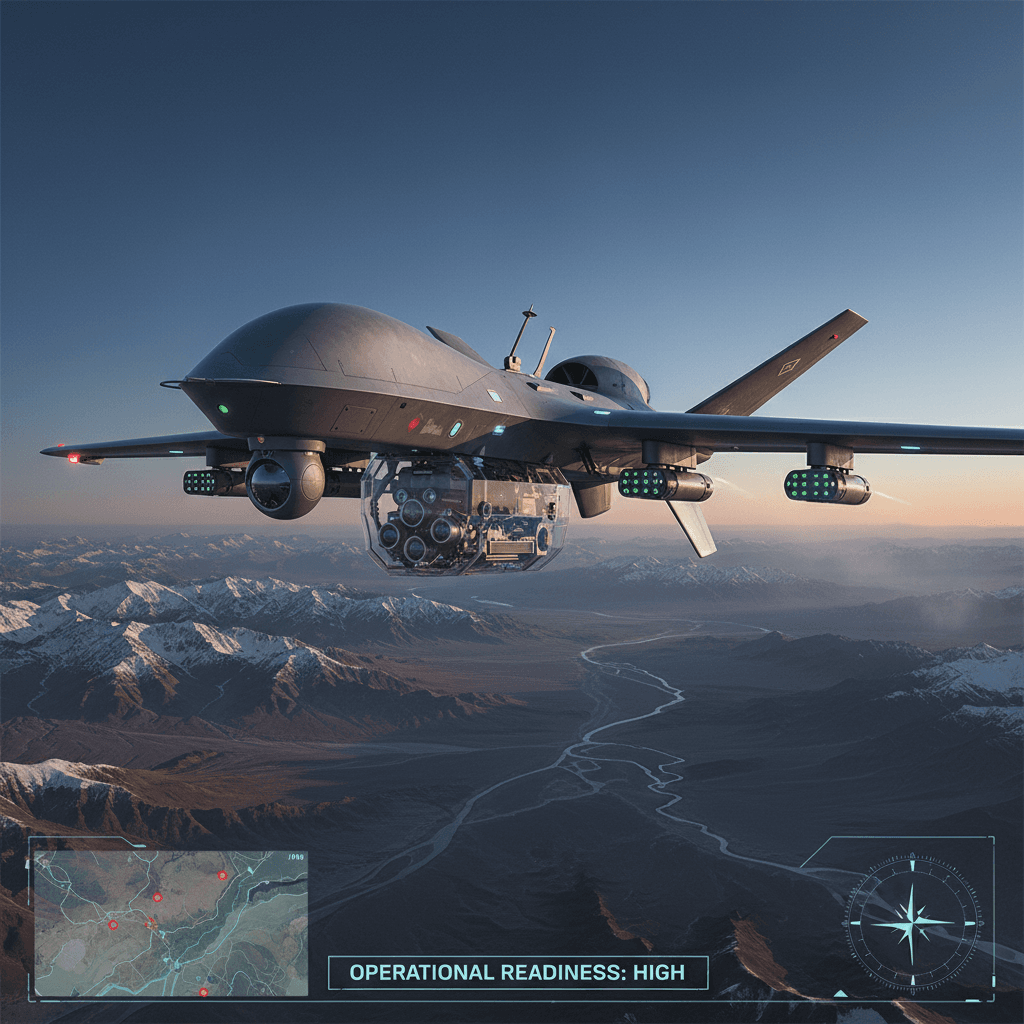 Military unmanned aerial system in operation