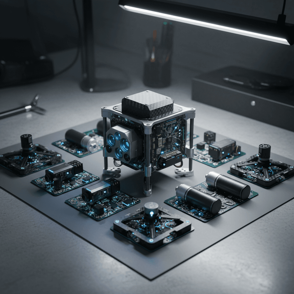 Military drone system in operational flight